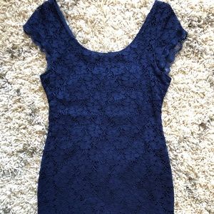 Navy blue lace cocktail dress